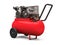 Red horizontal air compressor isolated on a white background. 3d illustration.