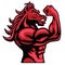 Red Horse Bodybuilder Posing His Muscular Body Vector Mascot