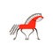 Red horse. National northen paintings. Folk handicrafts. Enchanting original ornaments. Simplicity