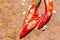 Red hot bird chili pepper nature background