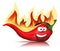 Red Hot Chili Pepper Character With Burning Flames