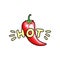 Red hot chili pepper hand drawn color illustration