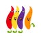 Red hot chilli pepper fanny dance. Red orange yellow violet pepper for product design, for packaging design