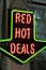 Red hot deals, pawn shop sign