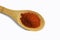 Red hot ground pepper on a wooden spoon