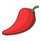 Red hot natural chili pepper icon, cartoon style