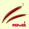 Red hot natural pepper pod, image in the free style of the author, for culinary products and recipes