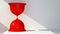 Red hourglass with copy space