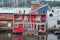 Red house boat in marina, Victoria, Canada