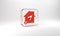 Red House or home with trowel icon isolated on grey background. Adjusting, service, setting, maintenance, repair, fixing