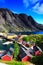 Red houses, cliffs and sea