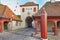 Red houses in the historical Fortress Kastellet in Copenhagen