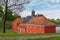 Red houses in the historical Fortress Kastellet in Copenhagen