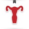 Red human anatomy, uterus sign silhouette on white background