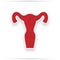 Red human anatomy, uterus sign silhouette on white background