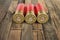 Red hunting cartridges for shotgun.