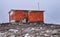 Red Hut Snowing Gentoo Penguins Rookery Mikkelsen Harbor Antarctica