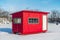 Red Ice Fishing Cabin in Ste-Rose