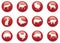 Red icon buttons animals