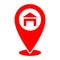 Red icon here and home gps geo location, navigation. Map pointer pin icon. EPS 10 Vector illustration