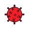 Red icon of medical Chinese virus microbe dangerous deadly strain covid 019 coronavirus epidemic pandemic disease. Vector