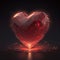 Red illuminated crystal heart. Generative AI