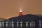 Red illuminated pagoda at West Lake, Hangzhou, China