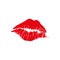 Red imprint of female lips. Vector illustration