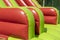 Red inflatable design. Inflatable slide