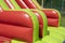 Red inflatable design. Inflatable slide