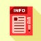 Red info board icon, flat style