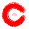 Red ink round brush stroke on white background. Vector illustrat