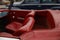 Red Interior in a Mercedes 280 Cabriolet with Two Leather Seats and the Top Down