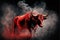 red irritating bull and smoke
