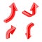 Red isometric arrows. 3d shiny signs