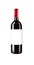 Red italian wine bottle isolated and with black label and red ca