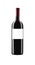 Red italian wine bottle isolated and with black label and red ca