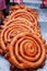 Red JALEBI sweet item: Street food closeup view at Dhaka