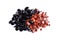 Red jasper and black onyx pebbles isolated, gemstones mix