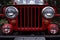 Red jeep - antique Jeep grille and headlights - antique jeep front photo