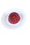 Red jelly dessert on a white round plate isolated on white background. dietary low calorie vegetarian dessert. Vegan