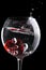 Red jelly heart in wine glass