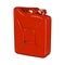 Red jerrycan isolated on a white background. Color line art. Retro design.