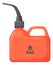 Red jerrycan. Plastic gas container with black spout