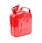 Red jerrycan on white background. Canister for gasoline, diesel