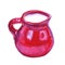 Red jug with milk. Watercolor illustration. Isolated.