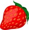 Red juicy cartoon vector strawberry illustration. Vitamins. Vegetarian, tasty. Healthy food