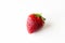 Red juicy fresh ripe strawberry on a white herbed background