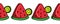 Red Juicy piece of watermelon with kiwi slice, seamless horizontal border pattern