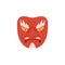 Red kabuki mask or makeup with angry old face flat style